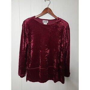 Vintage Velvet Top Womens Small Red Burgundy Fairy Whimsigoth Y2K Casual